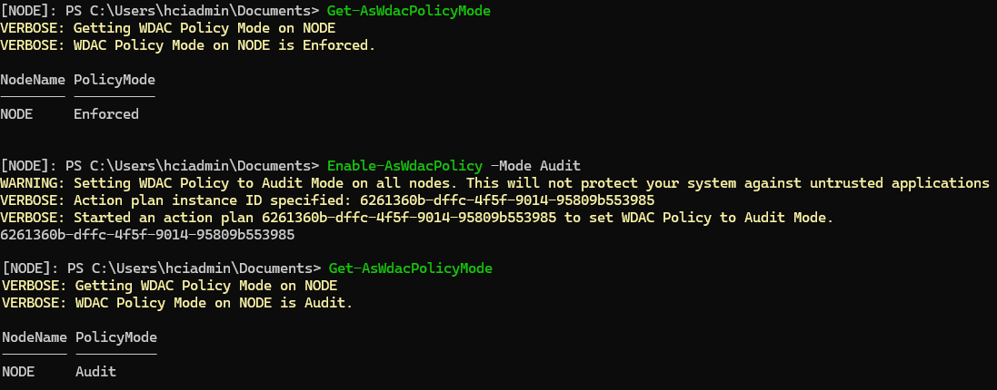 WDAC switched to Audit Mode