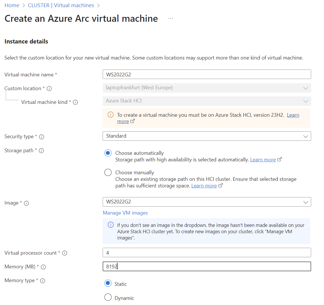 Deploying VM Azure Stack HCI 02