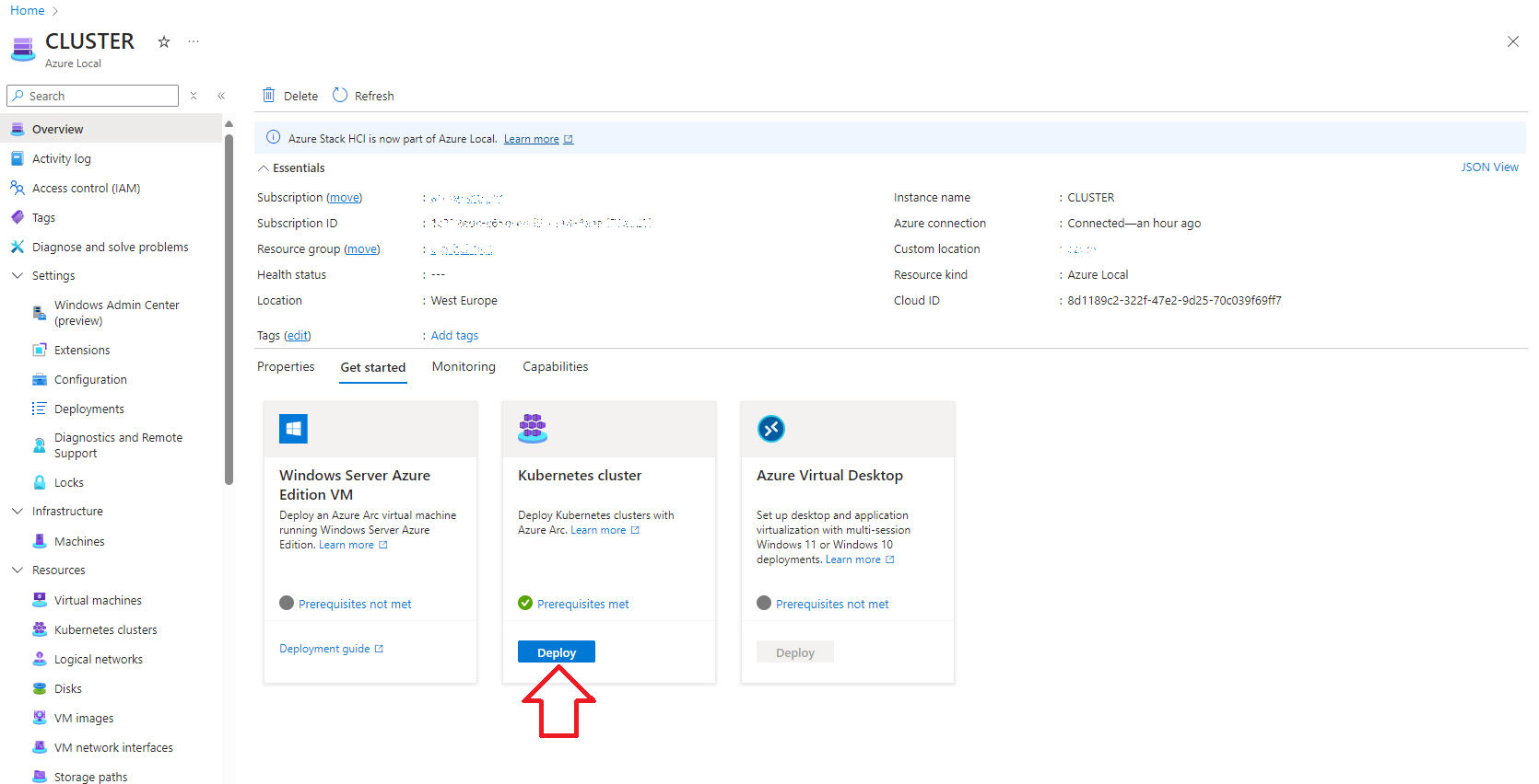 Creating AKS on Azure local