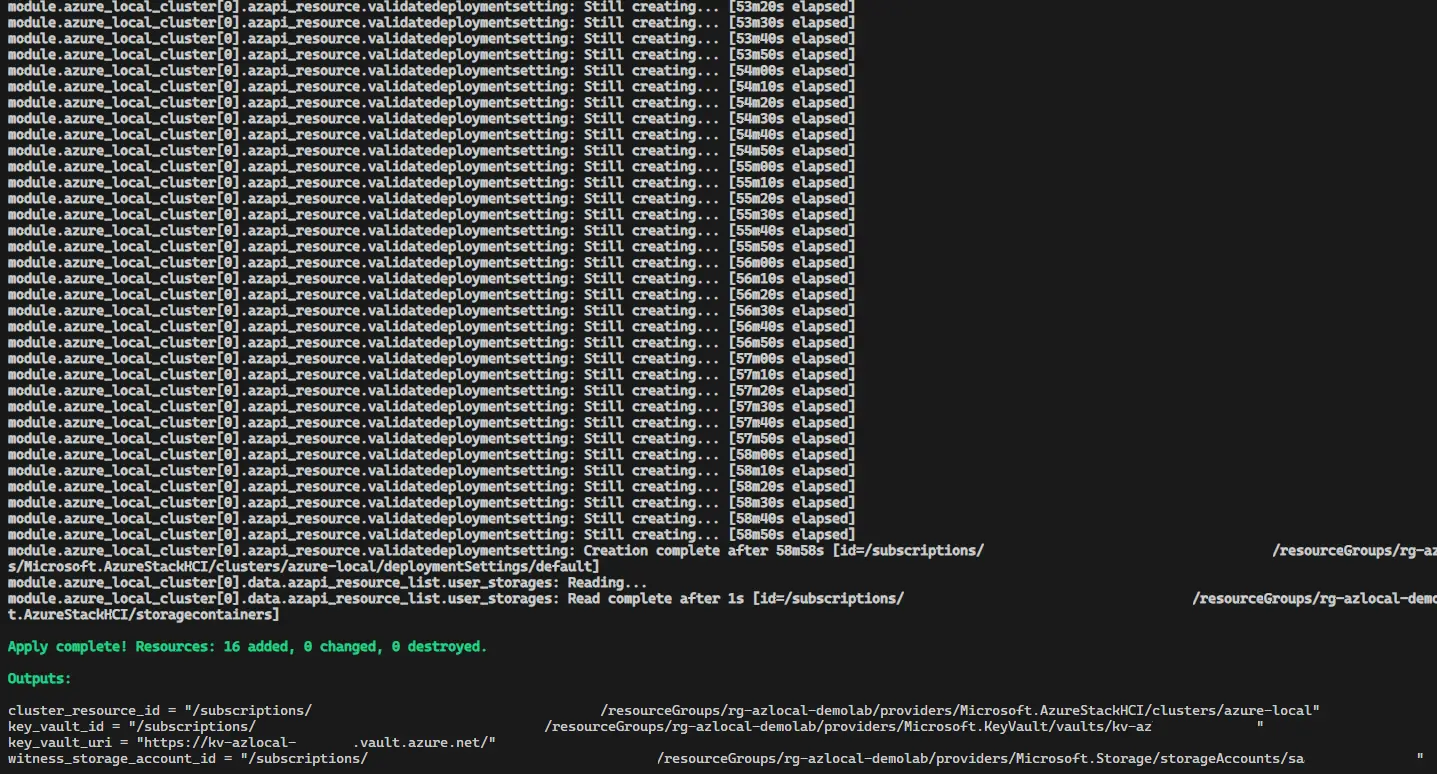 Stage 1 apply complete