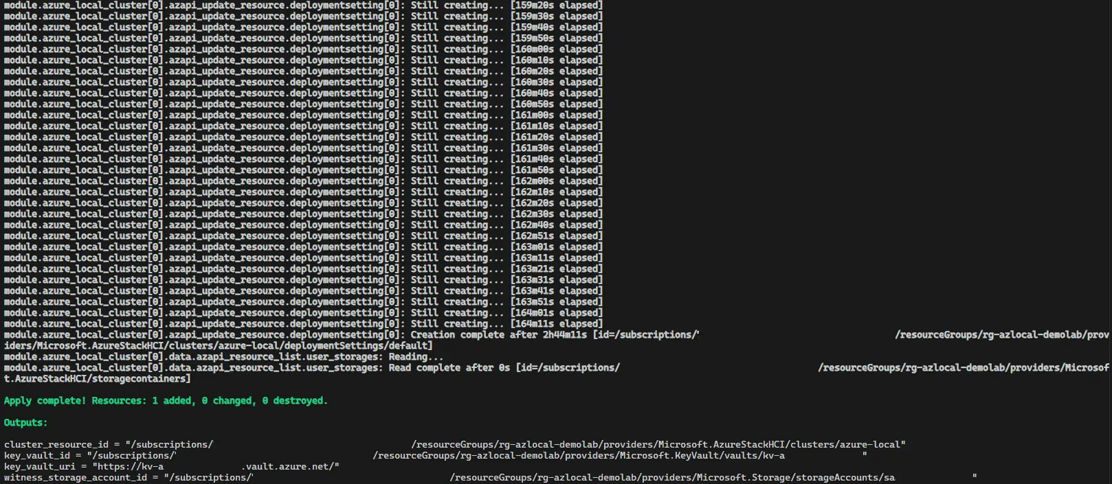 Terraform apply Stage 2 complete